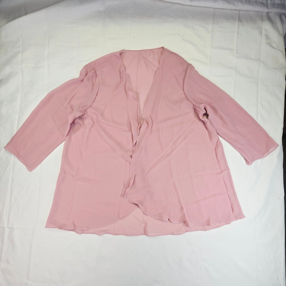 Unbranded Women's Plus Open Front Chiffon Cardigan 16W Mauve Pink Draped Layer